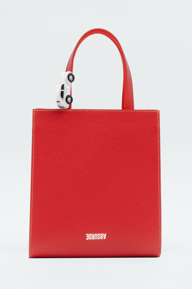 Absurde | MINI STOP Tote Bag in Red Leather