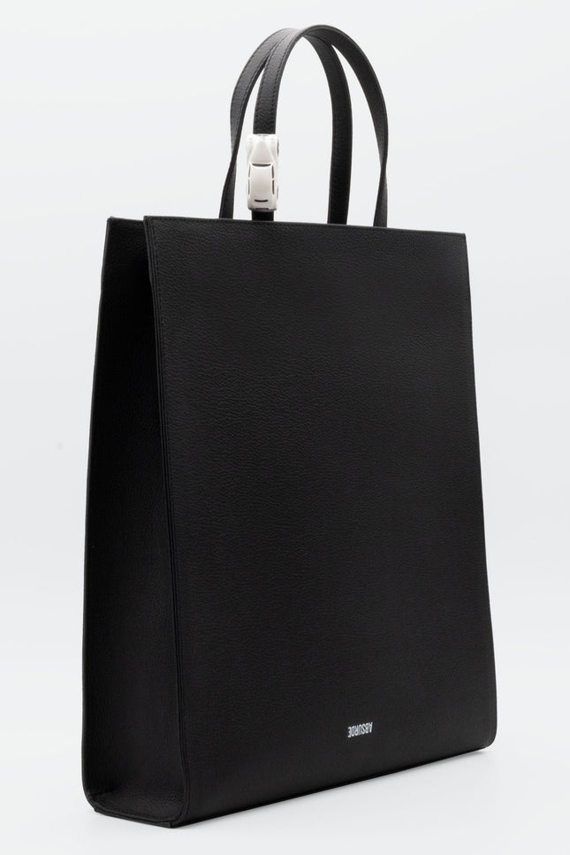 Absurde | BIG STOP Tote Bag in Black Leather
