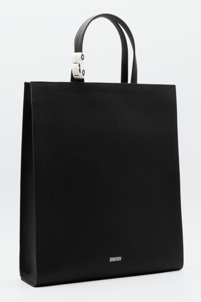 Absurde | BIG STOP Tote Bag in Black Leather