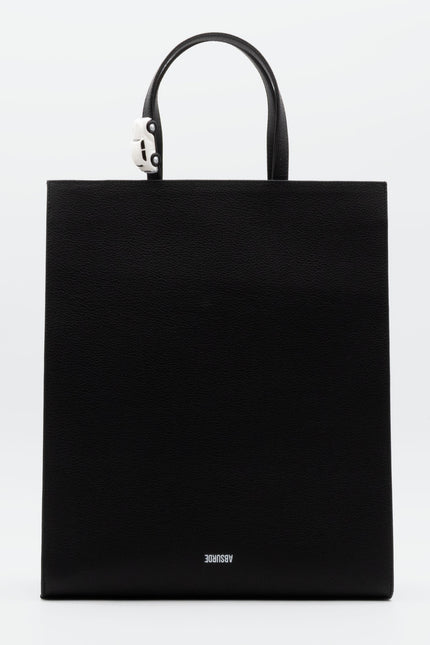 Absurde | BIG STOP Tote Bag in Black Leather