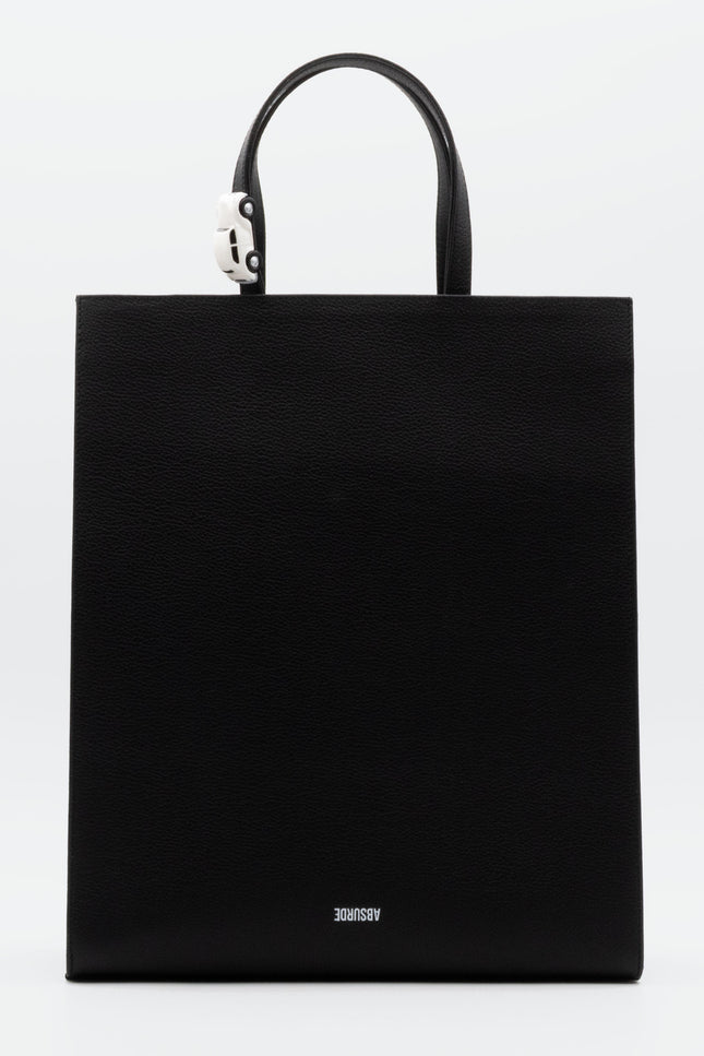 Absurde | BIG STOP Tote Bag in Black Leather