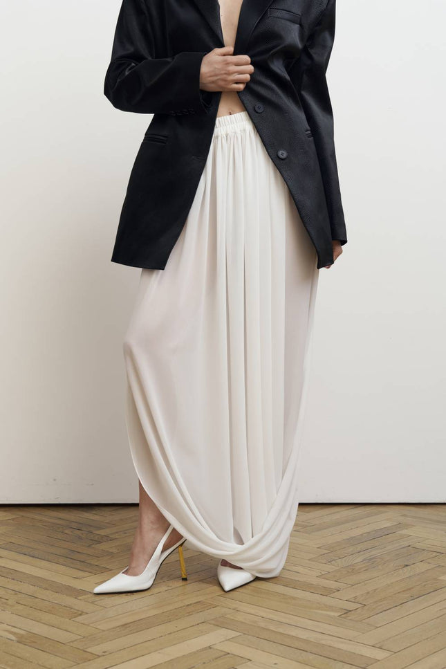 Kolosova | Milk Balloon Skirt With Draping