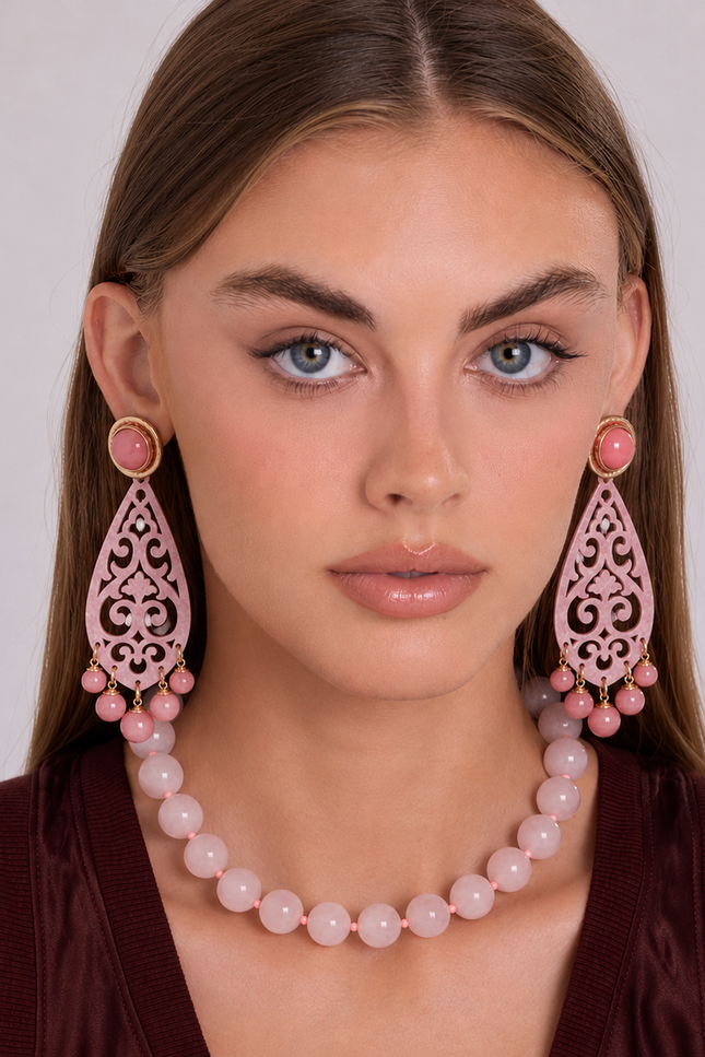 Michael Nash Jewelry | Amelia Rose Earrings With Rose Quartz Drops Earrings