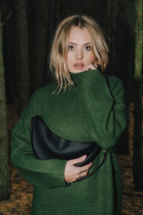 Estimon | Shoulder bag Mini Hobo corn leather black saffiano