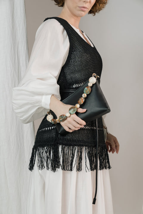 Estimon | Shoulder bag Sliced Baguette corn leather black