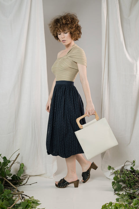 Estimon | Bucket basket bag olive leather cream