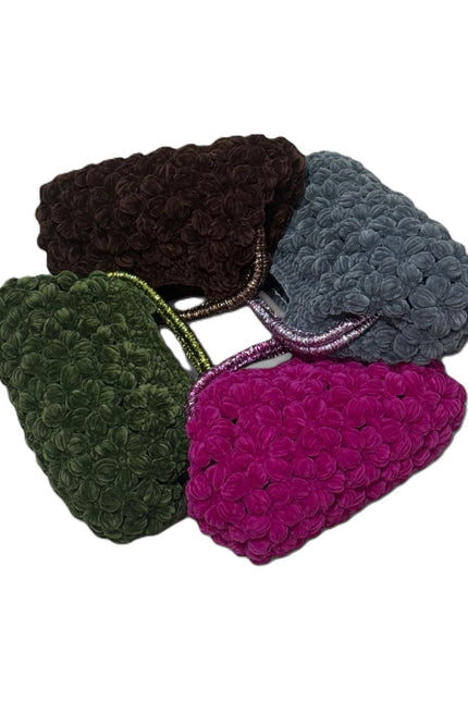 Springmoonatelier | Handmade Velvet Floral Handbag – Statement Crochet Bag