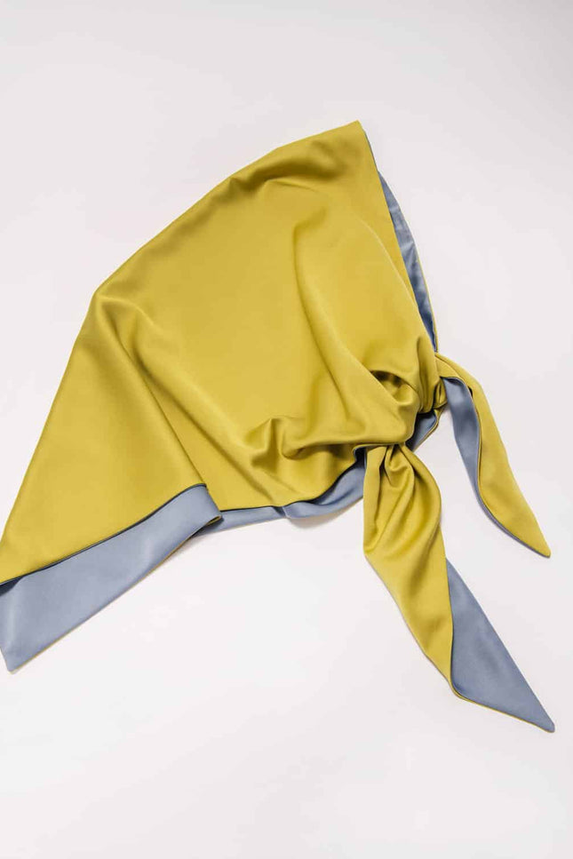 EVÉN I Anna Double-Sided Satin Head Scarf - Olive and Blue Sky