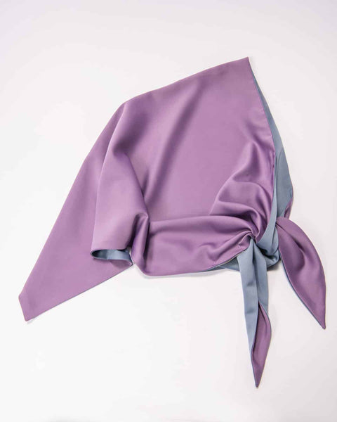 EVÉN I Anna Double-Sided Satin Head Scarf - Purple and Blue Sky
