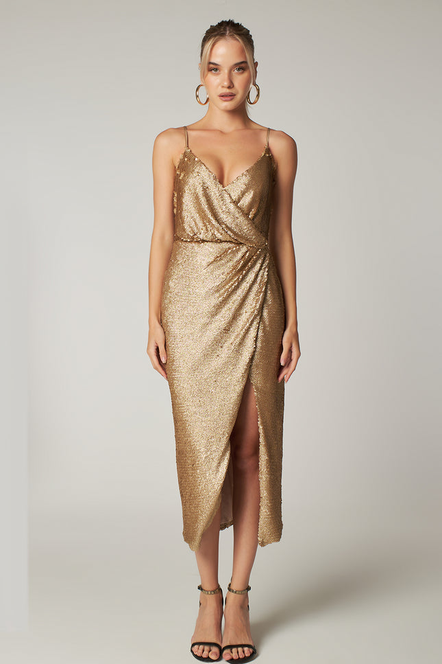 Petra Petrova | Gold Sequin Wrapped Dress Ariel