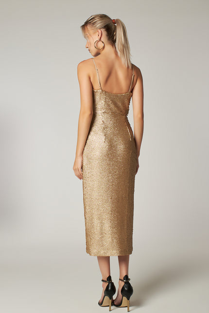 Petra Petrova | Gold Sequin Wrapped Dress Ariel