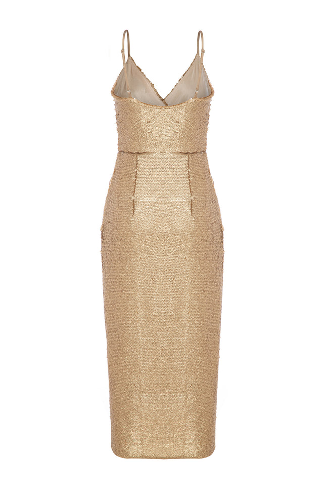 Petra Petrova | Gold Sequin Wrapped Dress Ariel