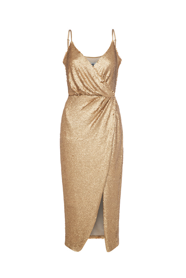 Petra Petrova | Gold Sequin Wrapped Dress Ariel