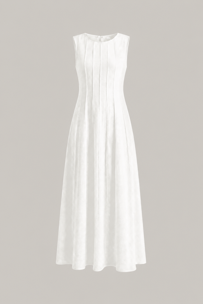 Aube White Linen Dress