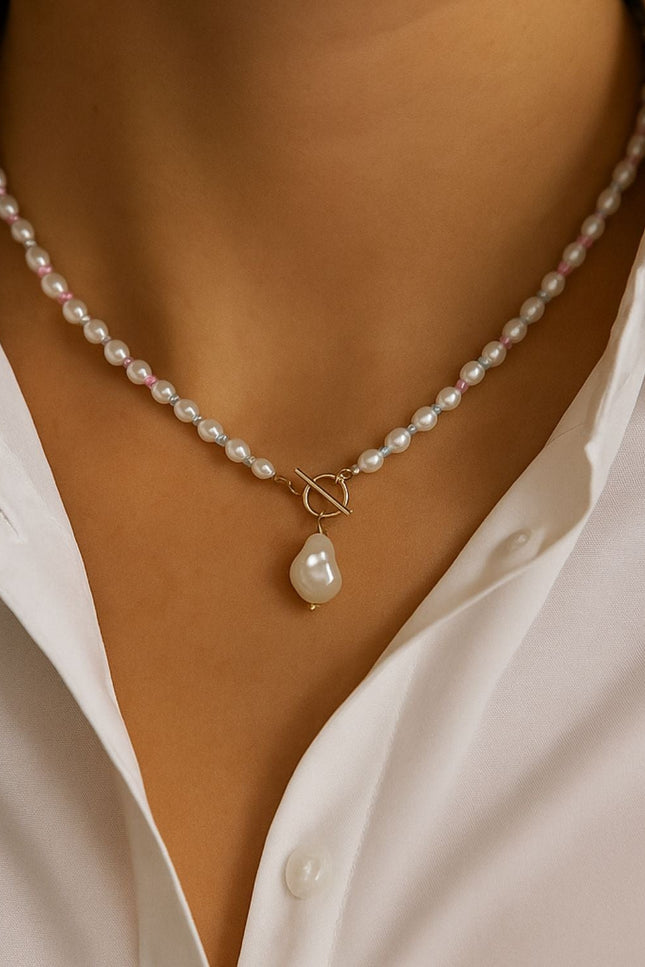 My Little Nature I Natural Freshwater Pearls Necklace With Genuine Baroque Pearl  Pendant - Pearls Choker