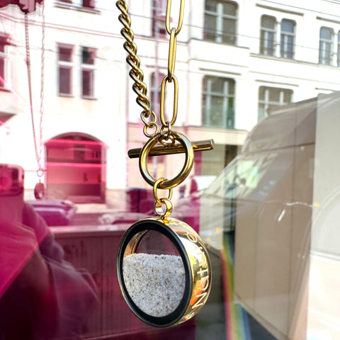 My Little Nature I Handmade Gold Plated Statement Necklace With Natural Beach Sand With Toggle Clasp