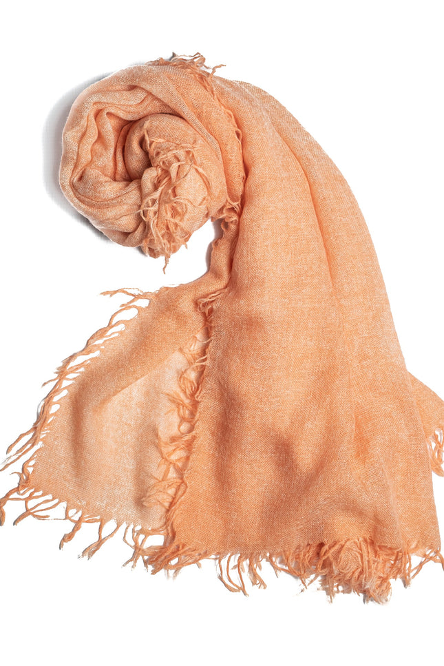 Bel Cashmere | Fular de cashmere fino con flecos naranja empolvado