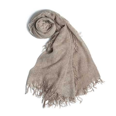 Bel Cashmere | Fular de cashmere fino con flecos marrón orgánico