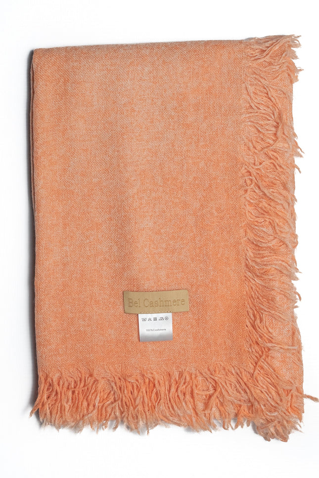 Bel Cashmere | Fular de cashmere fino con flecos naranja empolvado