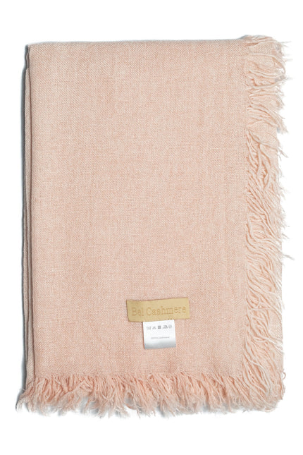 Bel Cashmere | Fular de cashmere fino con flecos rosa empolvado