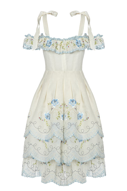 Petra Petrova | Off-The-Shoulder Linen Layered Dress Bella Vista