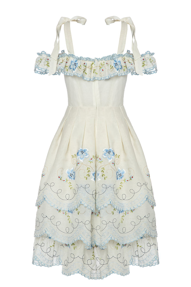 Petra Petrova | Off-The-Shoulder Linen Layered Dress Bella Vista