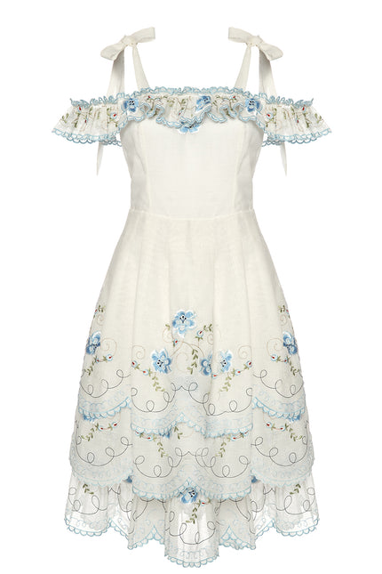 Petra Petrova | Off-The-Shoulder Linen Layered Dress Bella Vista
