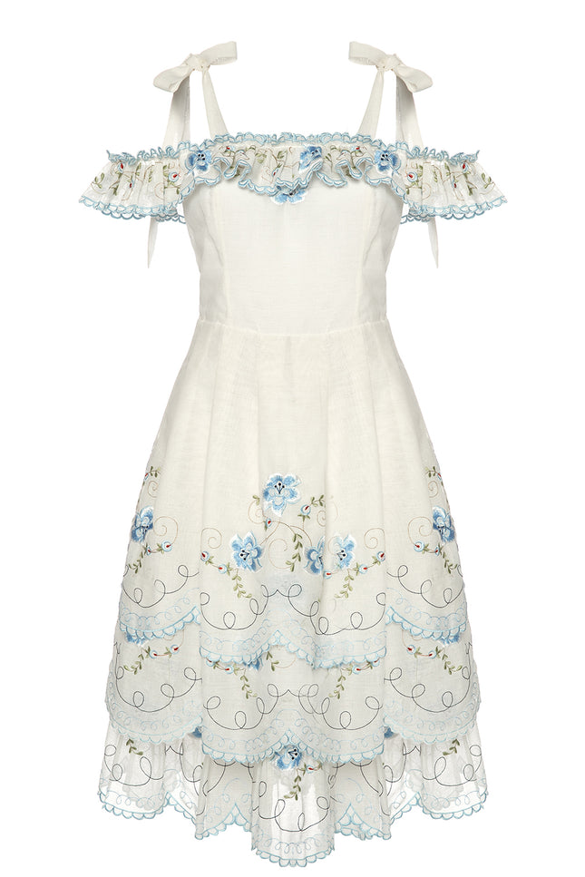 Petra Petrova | Off-The-Shoulder Linen Layered Dress Bella Vista