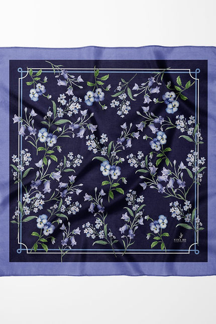 Bellflower Double-Sided Silk Scarf - Purple Blue