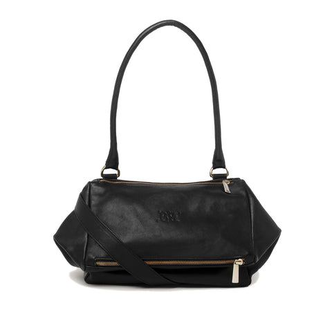 Bess Madrid I Bess - Czarna skórzana torebka typu crossbody