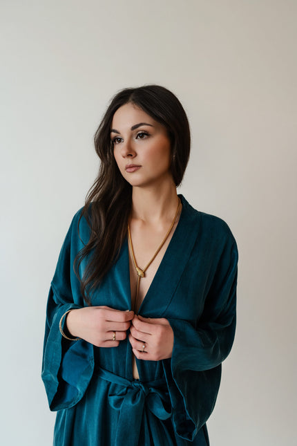 Maoconcept | Długie kimono z cupro w kolorze szmaragdowym