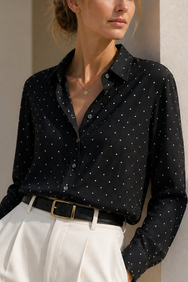 Bel Cashmere | Blusa Bianca de seda de lunares