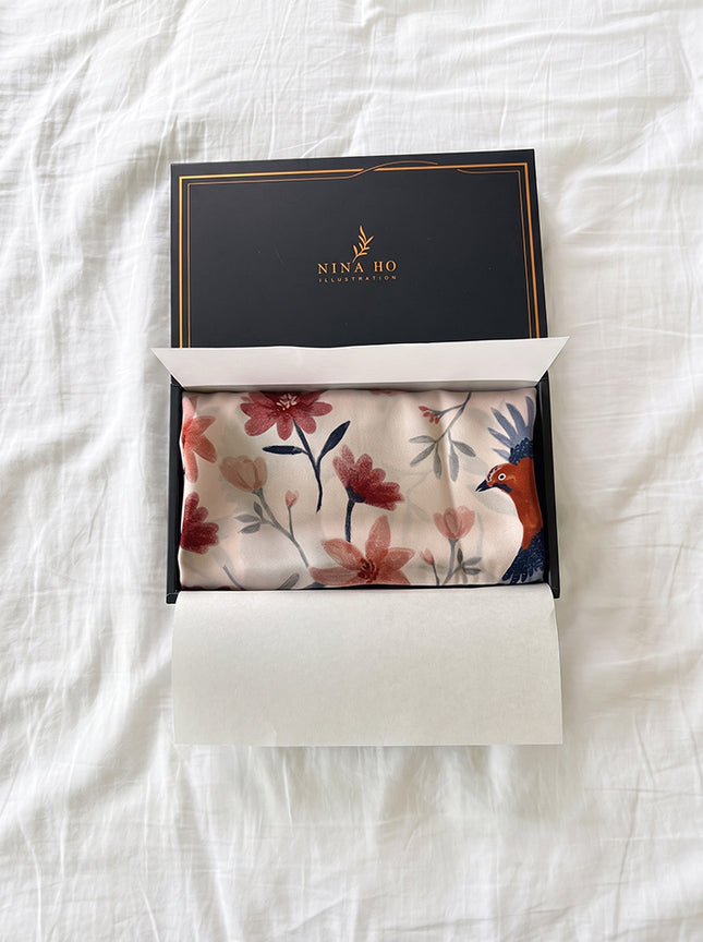 Nina Ho | Birds and Wildflowers Double-Sided Silk Scarf