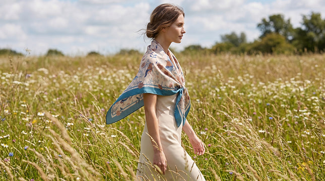 Nina Ho | Birds and Wildflowers Double-Sided Silk Scarf