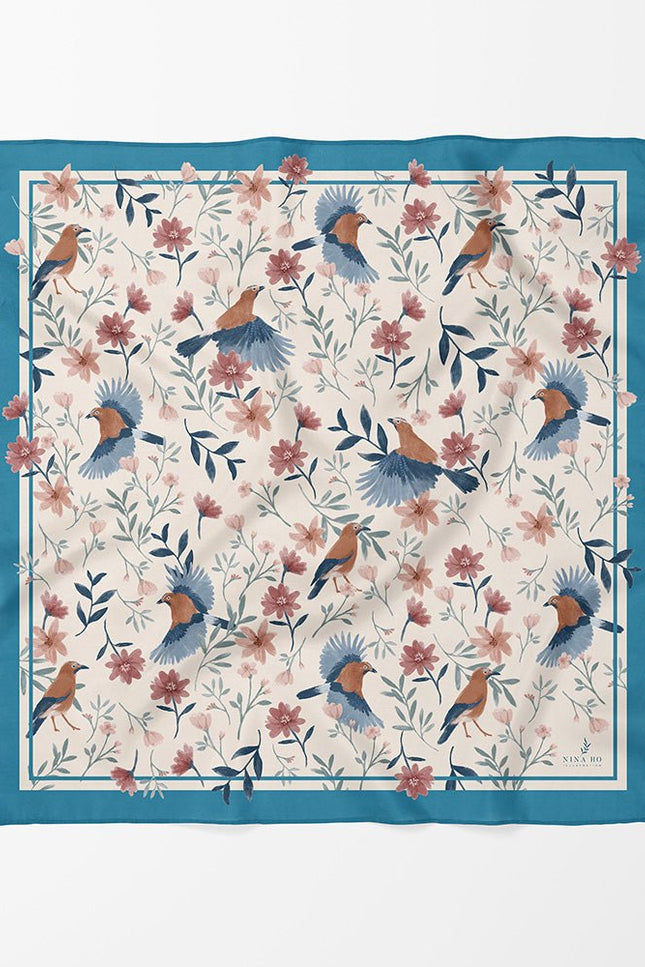 Nina Ho | Birds and Wildflowers Double-Sided Silk Scarf