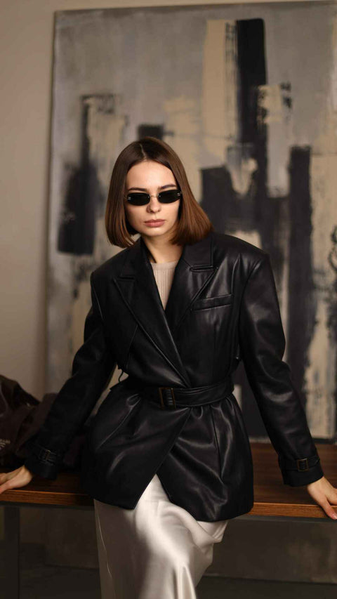 BÚDZIKO | LONDON BLACK CROPPED TRENCH COAT