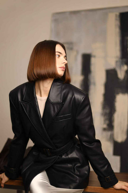 BÚDZIKO | LONDON BLACK CROPPED TRENCH COAT
