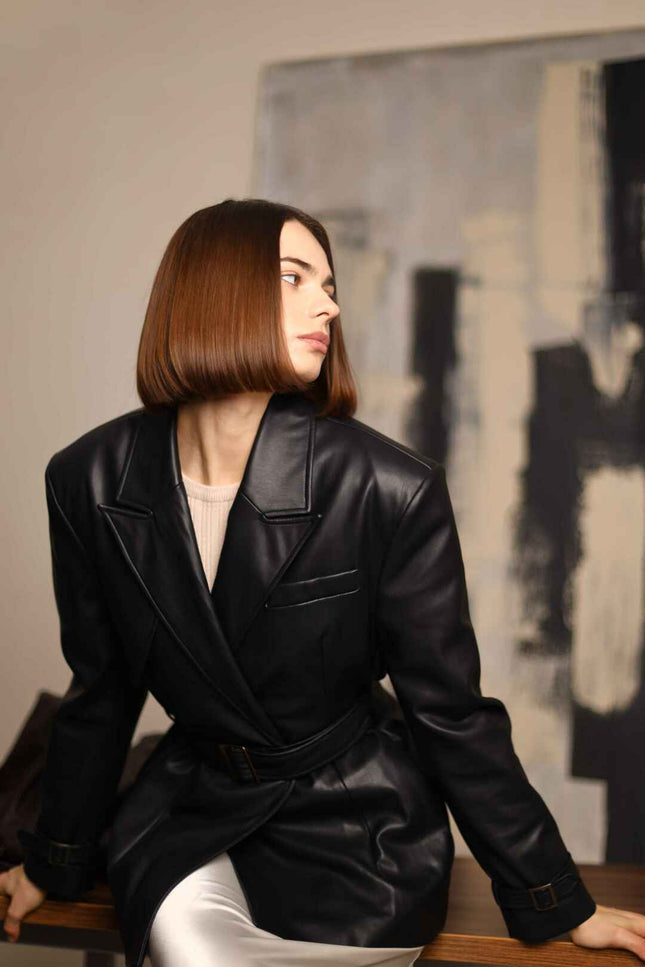 BÚDZIKO | LONDON BLACK CROPPED TRENCH COAT
