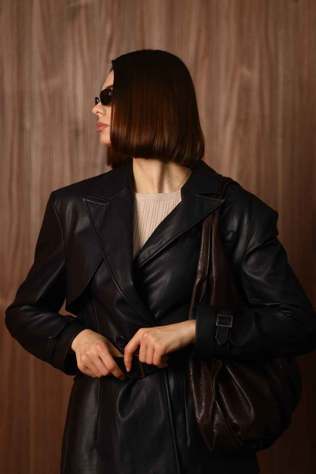 BÚDZIKO | LONDON BLACK CROPPED TRENCH COAT