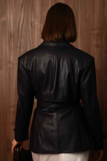 BÚDZIKO | LONDON BLACK CROPPED TRENCH COAT