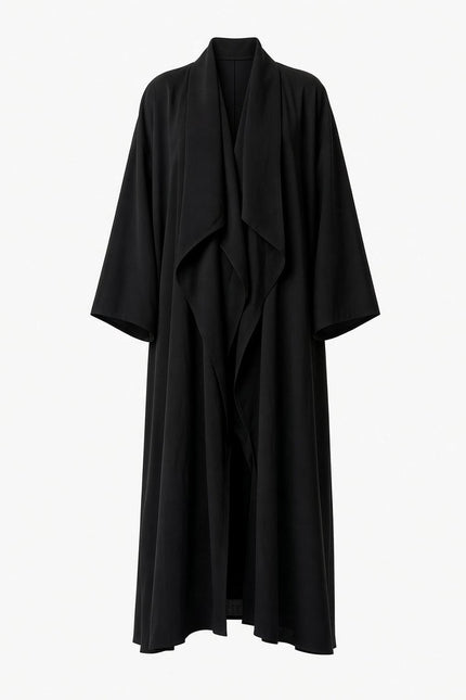 Oversized Graphic Kimono Coat – Black
