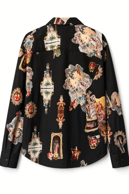 Printed Viscose Shirt – Sicily Black