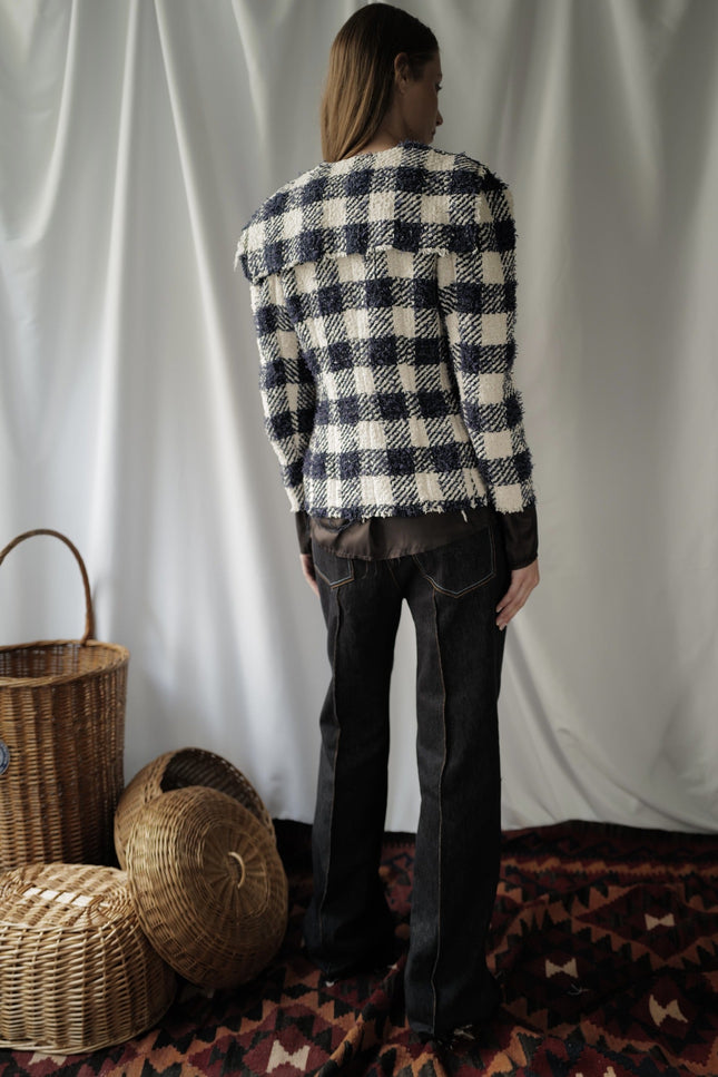 Gingham Tweed Tailored Jacket