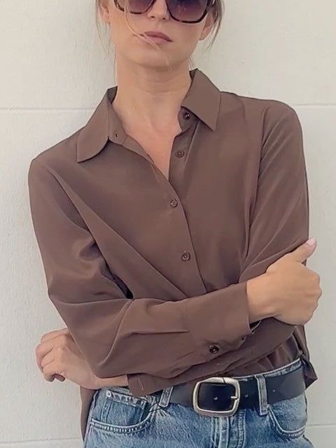 Bel Cashmere | Blusa Bianca de seda marrón