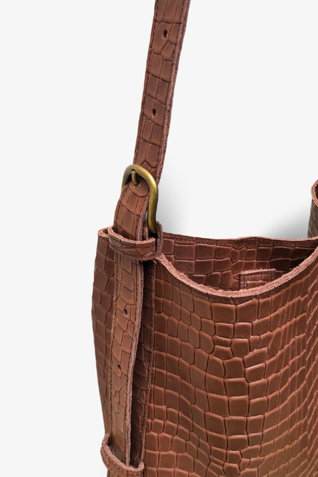 JUAN-JO I Bolso Cubo Piel Marrón Oscuro Bucket