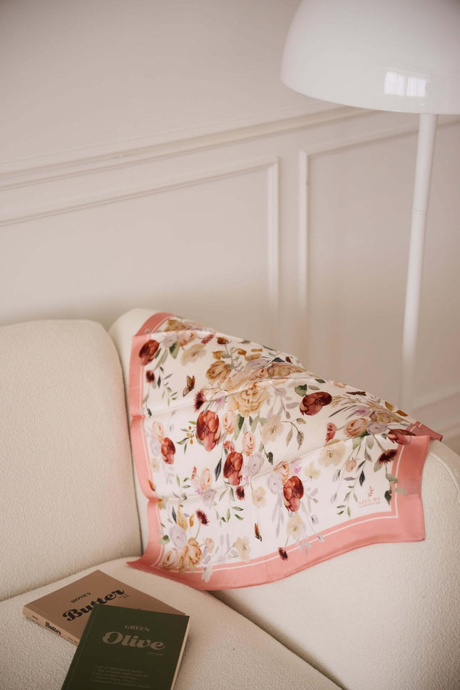 Nina Ho | Bouquet & Butterfly Double-Sided Silk Scarf