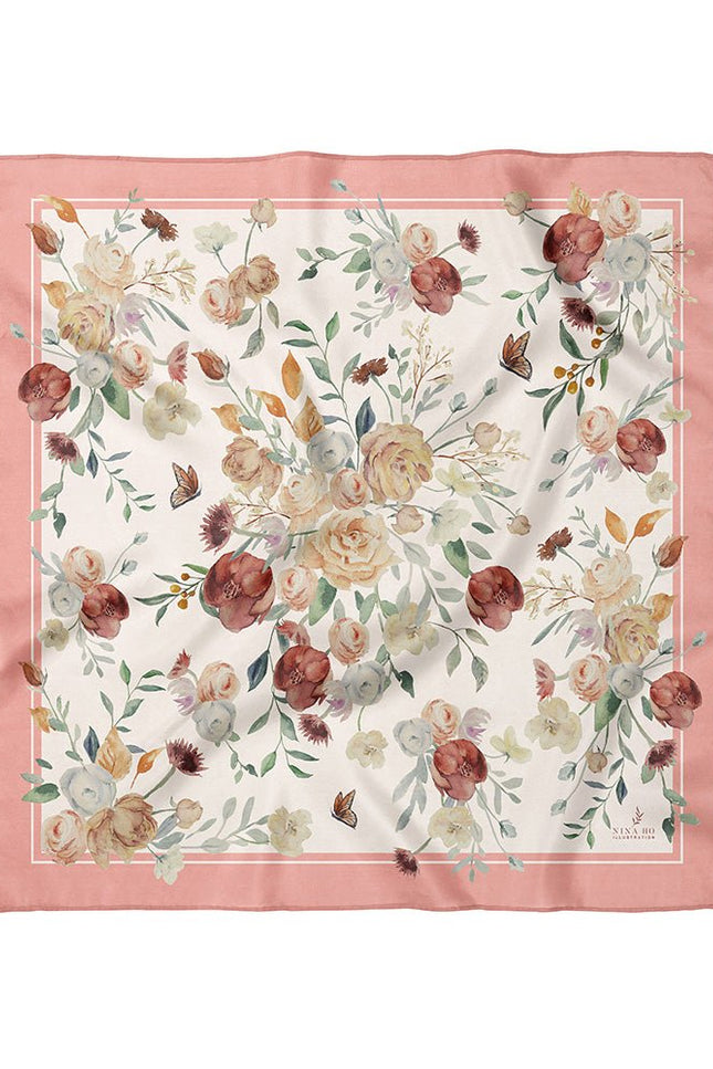 Nina Ho | Bouquet & Butterfly Double-Sided Silk Scarf