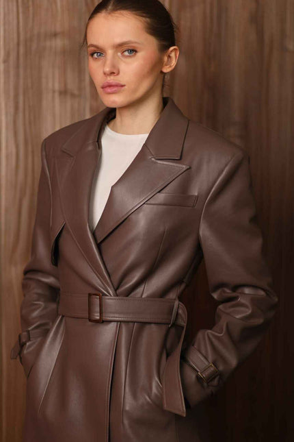 BÚDZIKO | LONDON BROWN CROPPED TRENCH COAT