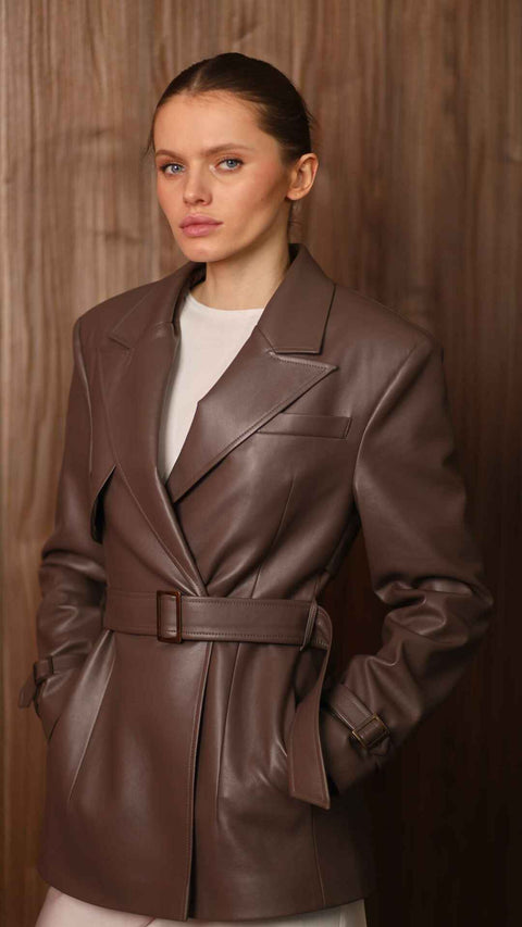 BÚDZIKO | LONDON BROWN CROPPED TRENCH COAT