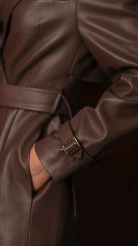 BÚDZIKO | LONDON BROWN CROPPED TRENCH COAT